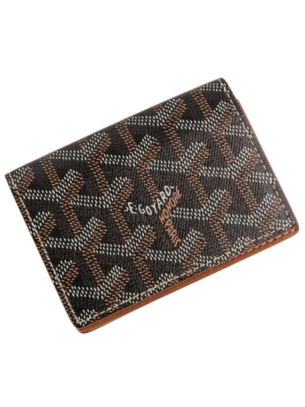 Goyard Malesherbes Leather Bifold Card Case Business Holder Brown